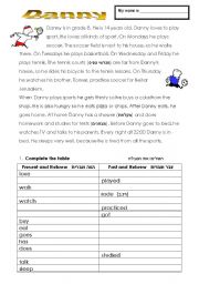 English Worksheet: Danny - an easy story