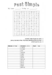 English Worksheet: Past Simple crossword