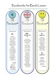 English Worksheet: BookMarks...to study Word Formation. (2)