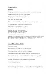 English worksheet: Tongue Twisters