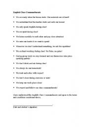 English Worksheet: useful class commandements