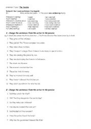 English Worksheet: The Passives