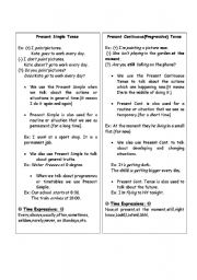 present simple and continupus differences handout