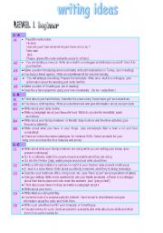 English Worksheet: Writing Ideas for beginner and elementary