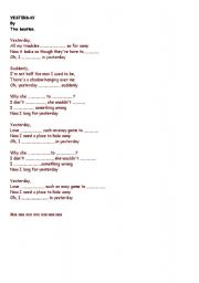 English Worksheet: Yesterday by the Beatles