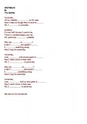 English worksheet: Yesterday by the Beatles