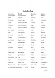 Australian Slang - ESL worksheet by