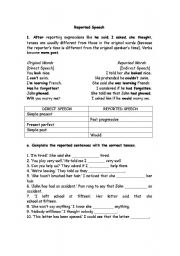 English Worksheet: Reported Speech 