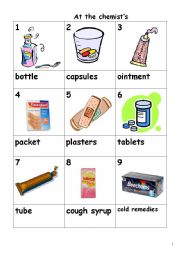English Worksheet: At the Chemists Shop