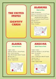 English Worksheet: The United States Identity cards (Part 1)