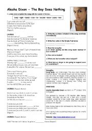 English Worksheet: Alesha Dixon - The Boy Does Nothing