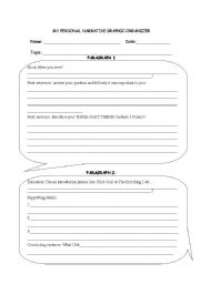 English Worksheet: My Personal Narrative Graphic Organizer