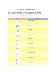 English Worksheet: asking and giving direction prt 1