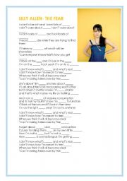 English Worksheet: The Fear- Lilly Allen