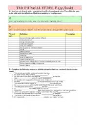 English Worksheet: 1 bat Phrasal Verbs E