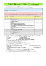 English Worksheet: 1 bat Phrasal Verbs F