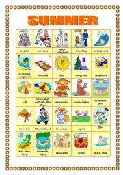 English Worksheet: Summer-pictionary