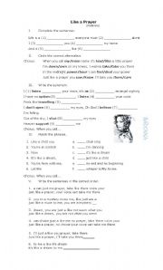 English Worksheet: Like a Prayer