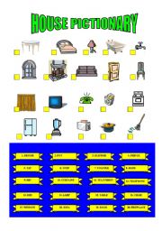 English Worksheet: HOUSE PICTIONARY