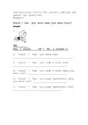 English worksheet: Could or Can