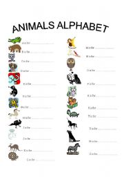 Animals alphabet - With each letter, one animal.