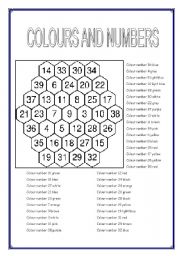 English Worksheet: COLOURS AND NUMBERS