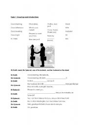 English Worksheet: Greetings and Introductions