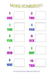 English worksheet: NUMBERS 1 O 10