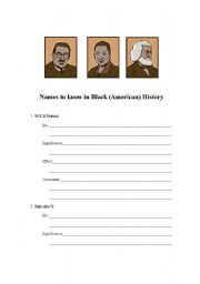 English worksheet: Names to Know in Black (American) History