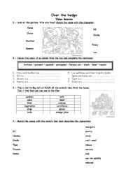 English Worksheet: Over the Hedge After viewing activities