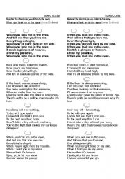 English Worksheet: Song: When you look me in the eyes (Jonas Brothers)