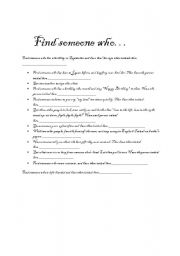 English Worksheet: Find someone who