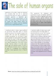 English Worksheet: The Sale of Human Organs - Part 1