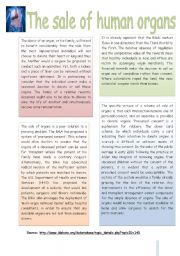 English Worksheet: The Sale of Human Organs - Part 2