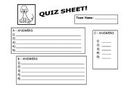 English worksheet: Adverbs of Frequency Quiz Sheet