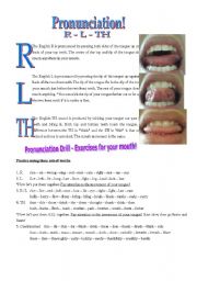 English Worksheet: Pronunciation for R, L, and TH - Great for Japanese or Korean