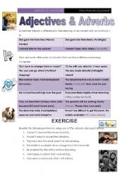 English Worksheet: Adjectives & Adverbs