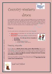 English worksheet: COUNTRY WESTERN DANCE