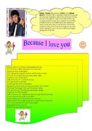 English worksheet: Because I love you