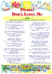 pink - dont leave me - lyrics and rhyming