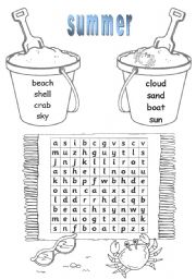 English Worksheet: Summer words
