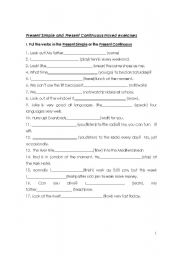 English Worksheet: Present Simple v/s Present Continuous exercises