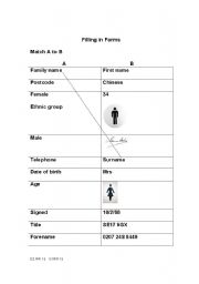 English worksheet: Fillimg in Forms