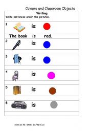 English Worksheet: Colours and Classroom Objects