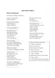 English worksheet: Song - Start of something new (High School Musical)