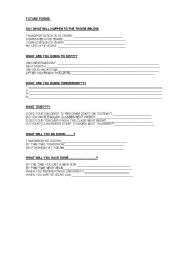 English worksheet: Future forms