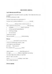 English Worksheet: Song - I cant take my eyes off of you (High School Musical)