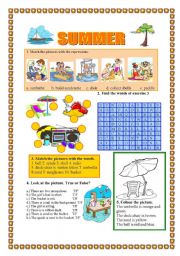 English Worksheet: SUMMER FUN