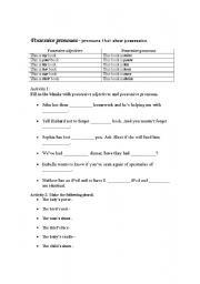 English Worksheet: possessive pronouns