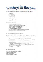 English worksheet: holidays in the past